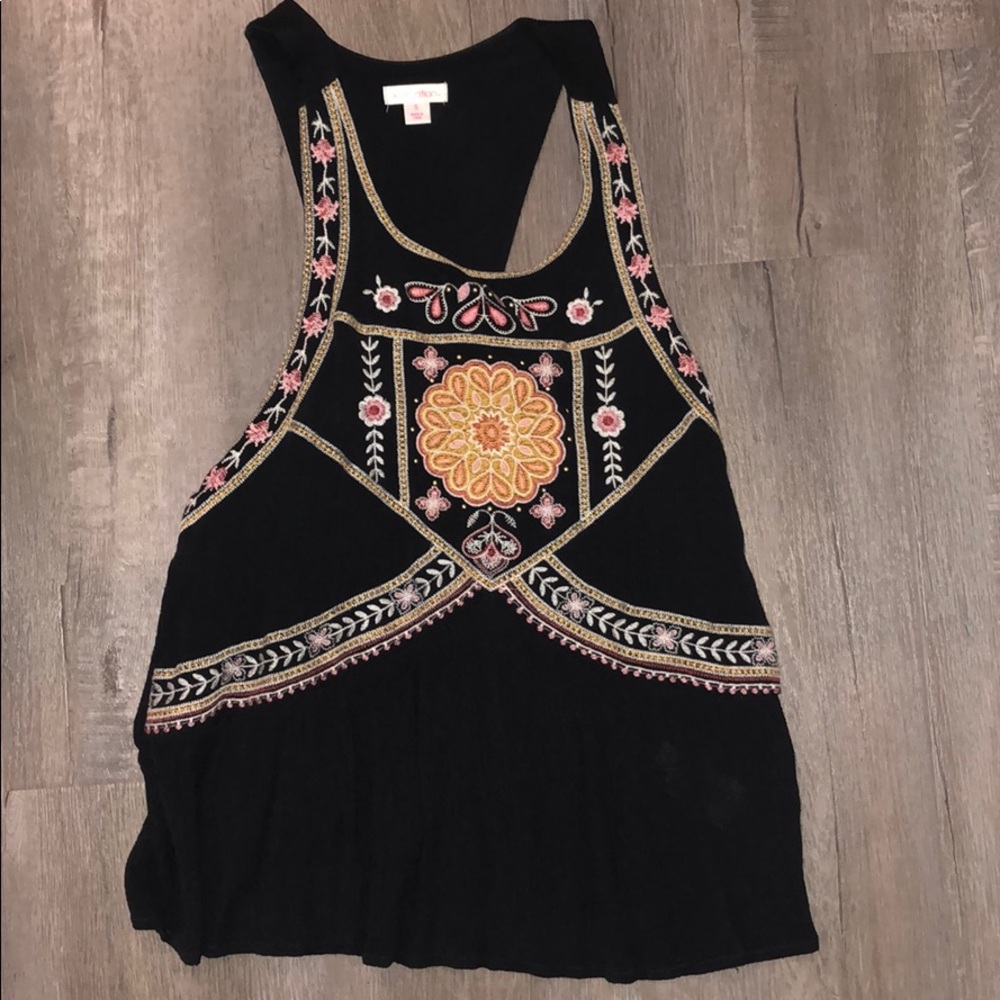 Embroidered Tank Top - Small Dark Grey